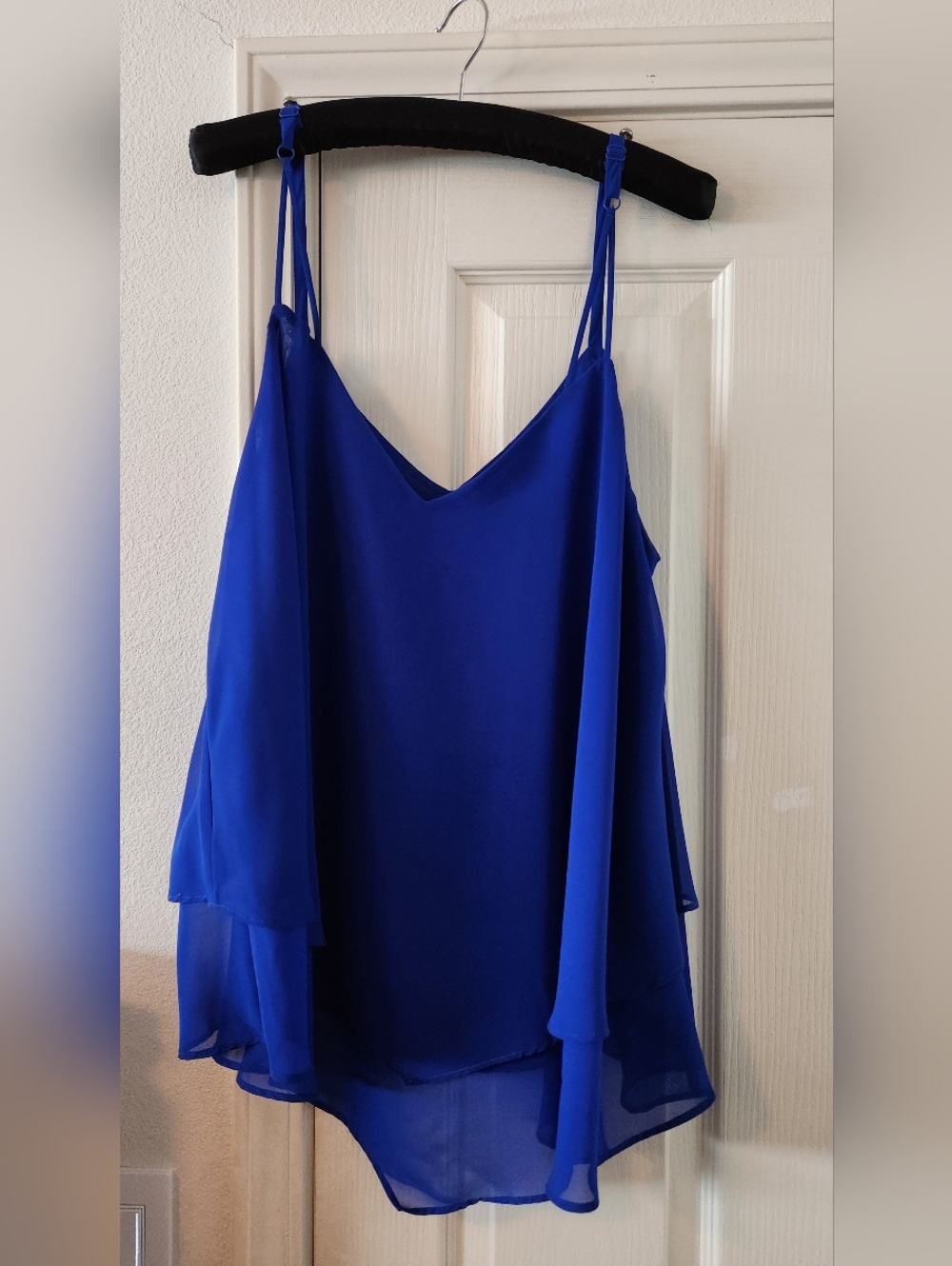 Torrid Sophie Electric Blue Layered Chiffon Adjustable Strap Camisole Top Size 2